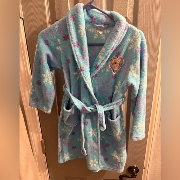 Disney Elsa Frozen blue robe with long sleeves in blue with pink purple Medium - Picture 1 of 11